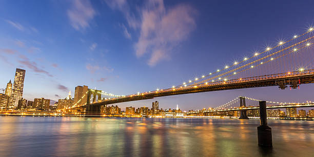 istock Brooklyn bridge and Manhattan bridge at night 480856092