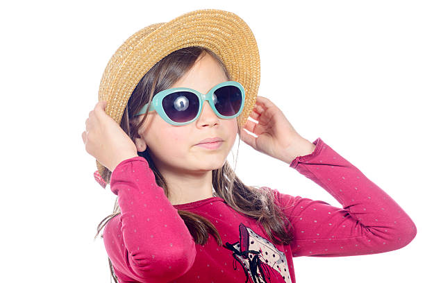 istock pretty little girl with sunglasses and straw hat 480856128