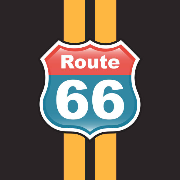 маршрут 66 - route 66 sign road thoroughfare stock illustrations