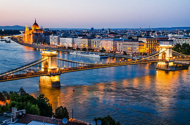 istock Chain Bridge and Danube River, night in Budapest 480857153