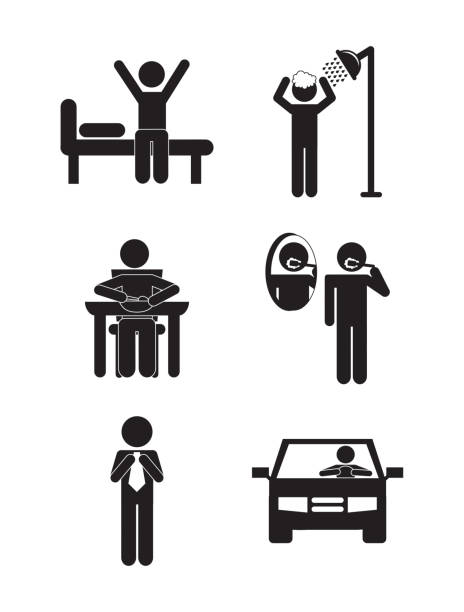 Daily Routine daily routine over white background, vector illustration black man brushing teeth stock illustrations