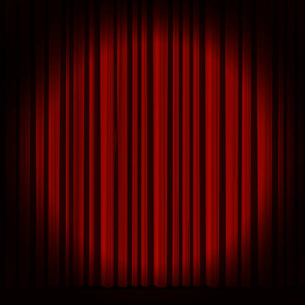 istock Red curtain in theater. 480860628