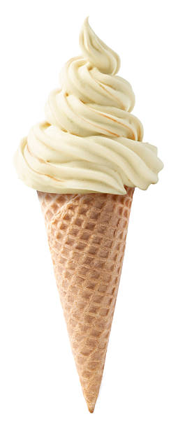 sorvete de máquina de sorvete isolado no fundo branco - soft serve ice cream - fotografias e filmes do acervo
