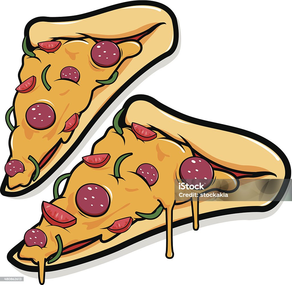 Pepperoni pizza slices Vector Illustration of two delicious pizza slices. Cheese stock vector