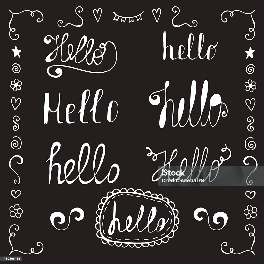 Hello Custom Design Hello In Different Style Vector Set Hand Drawn Design Elements Stock ...