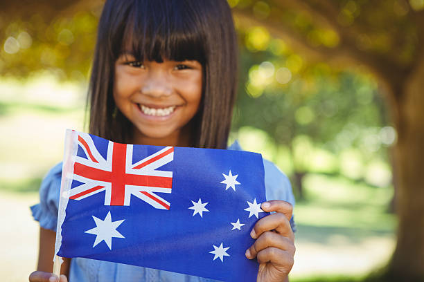 istock Cute little girl with australian flag 480866758