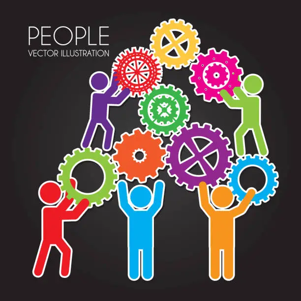 Vector illustration of people teamwork