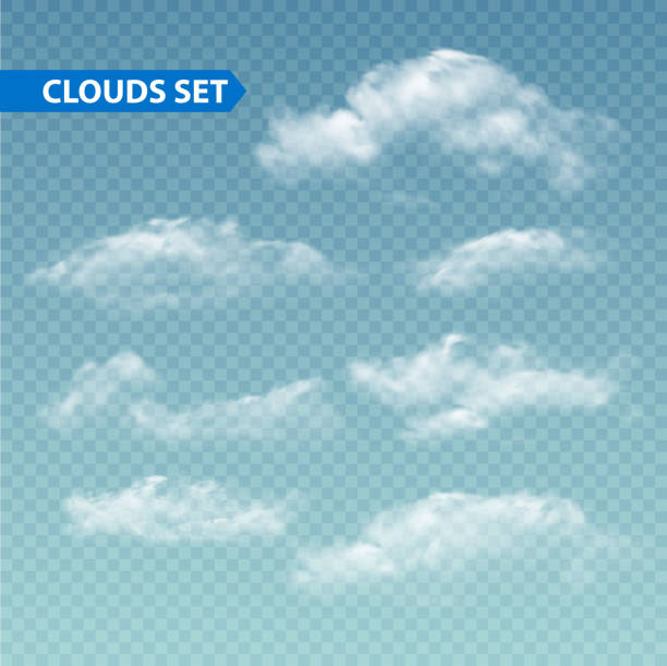 illustrations, cliparts, dessins animés et icônes de ensemble de transparente des nuages. vecteur. - transparent