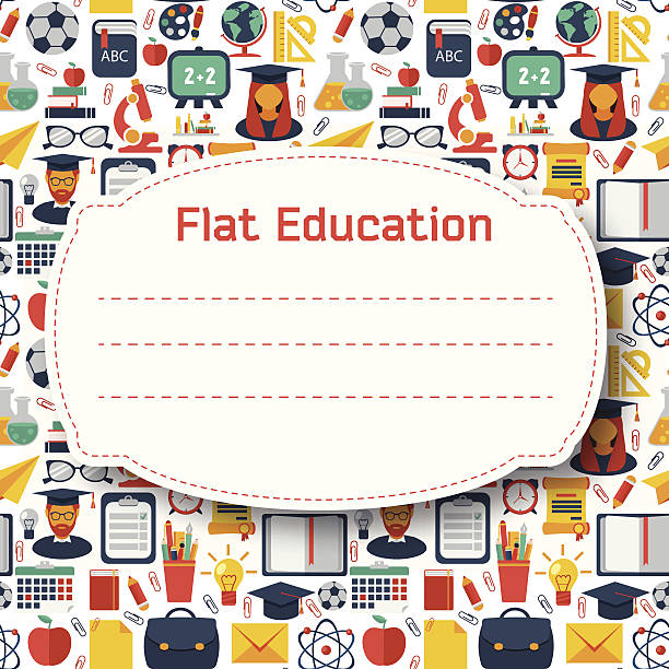 ilustrações de stock, clip art, desenhos animados e ícones de fundo de educação plana infográfico - owl mathematics education mathematical symbol