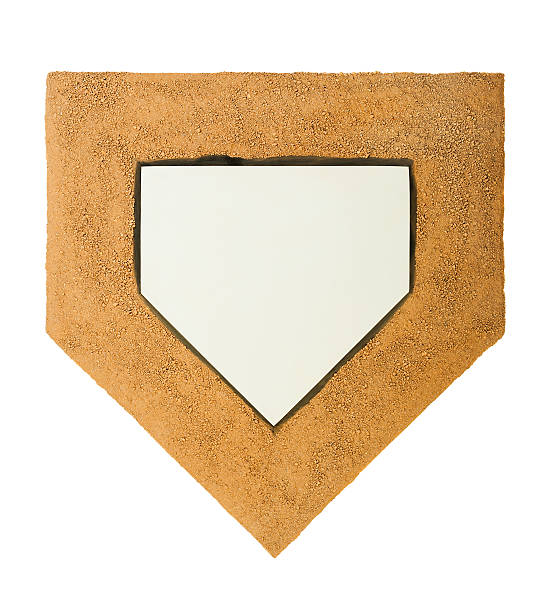 Home Plate and dirt on white background Looking down on a Baseball/Softball Home Plate on dirt against white background. home plate stock pictures, royalty-free photos & images