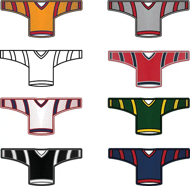 Vector illustration of Ice hockey jerseys set
