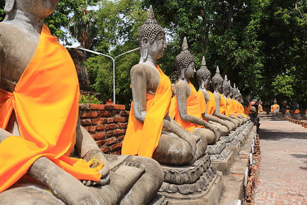 istock buddha statues at Wat Yai Chai Mongkhon 480872430