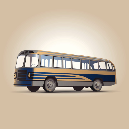 Old-fashioned Soviet city bus retro vector illustration