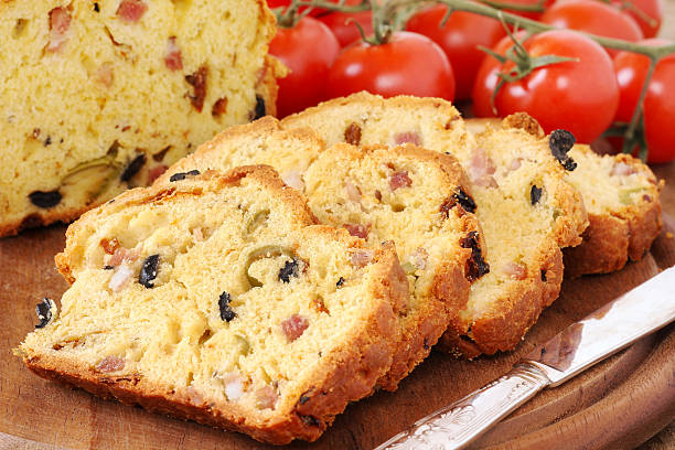 Olive and bacon loaf stock photo