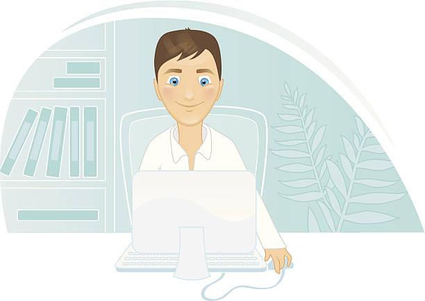 Man Computer Clips 430+ Man Sitting Desktop Computer Clip Art Stock Illustrations, Royalty ...