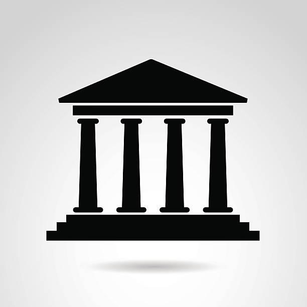 Ancient temple icon. Vector art. bank financial building silhouettes stock illustrations