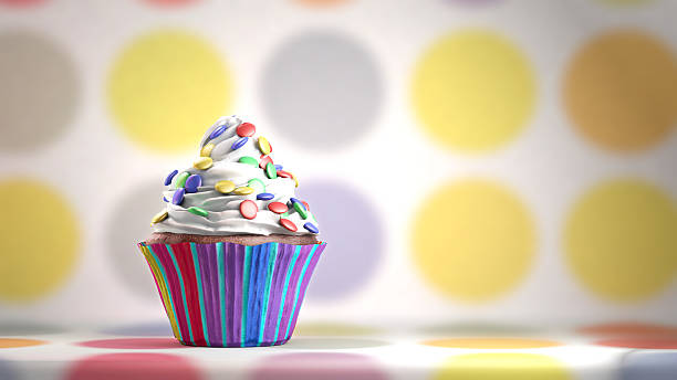 istock Delicious cupcake with smarties on a whipped cream. 480876782