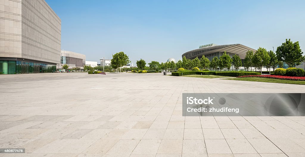 public square with empty road floor in downtown City Stock Photo