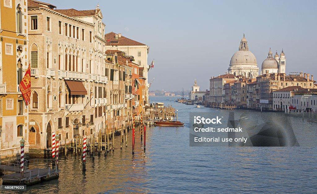 Venice - Canal grande in evening light from Ponte Accademia Venice, Italy - March 14, 2014: Canal grande in evening light from Ponte Accademia Accademia Bridge Stock Photo