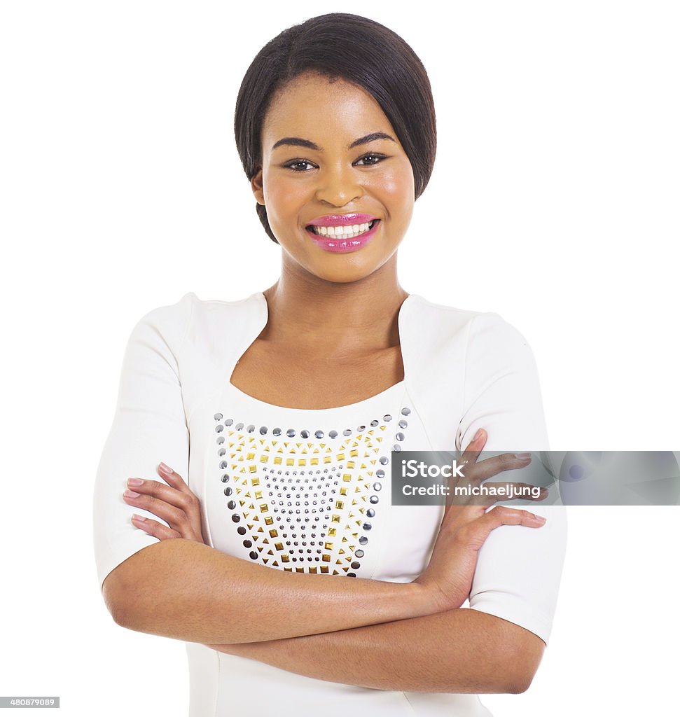 young african american woman portrait portrait of beautiful young african american woman isolated on white background Adult Stock Photo