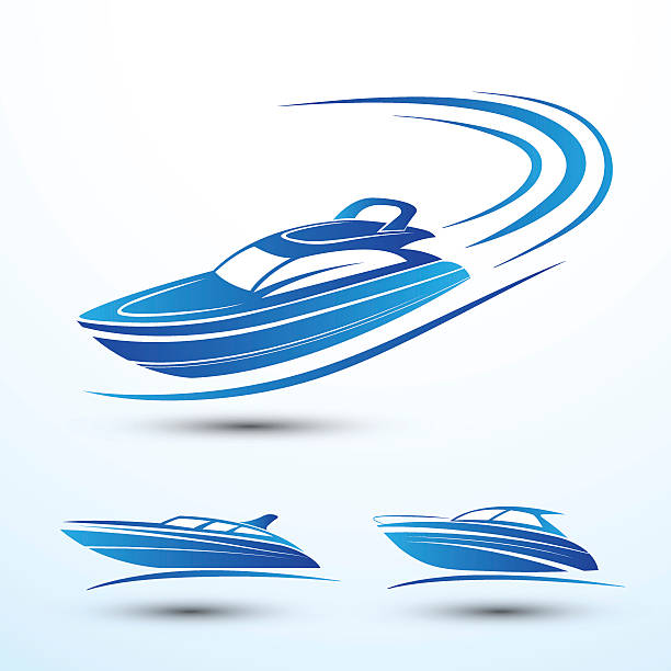 illustrazioni stock, clip art, cartoni animati e icone di tendenza di barca di velocità - speedboat leisure activity relaxation recreational boat