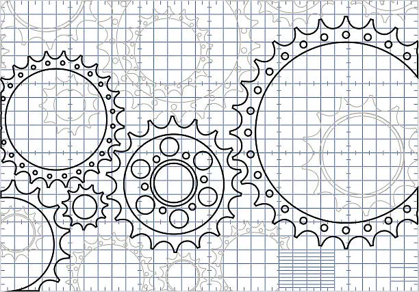 Vector illustration of Gear Blueprint