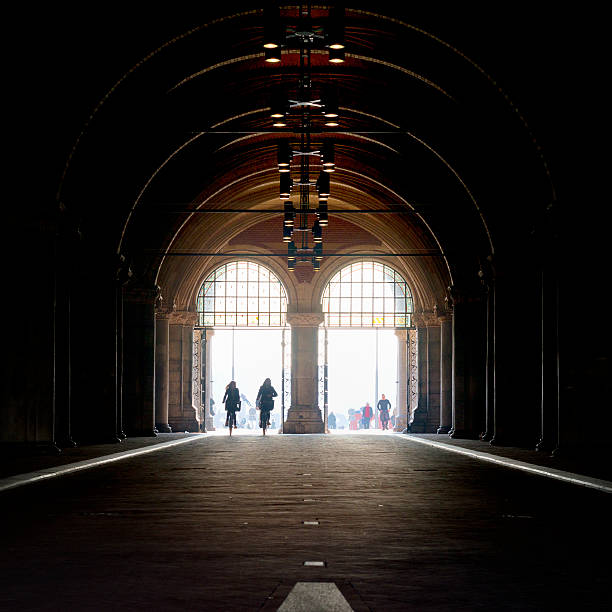 Amsterdam, the Netherlands - March 12, 2014: Bicycle corridor under the Rijksmuseum. It's a cycle path to the museumplein in Amsterdam.