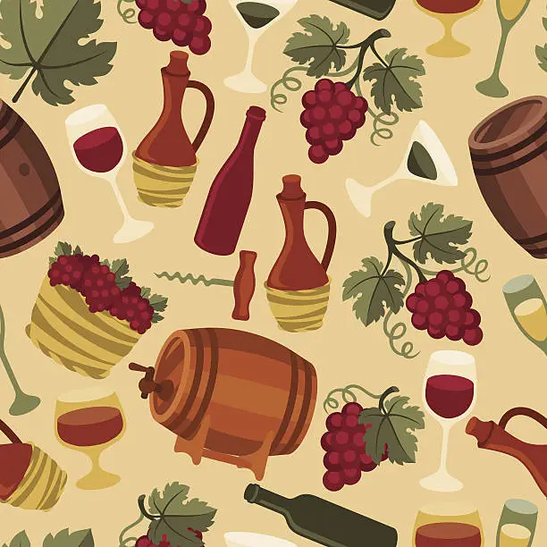 Vector illustration of Seamless pattern for wine, wineries and restaurants.