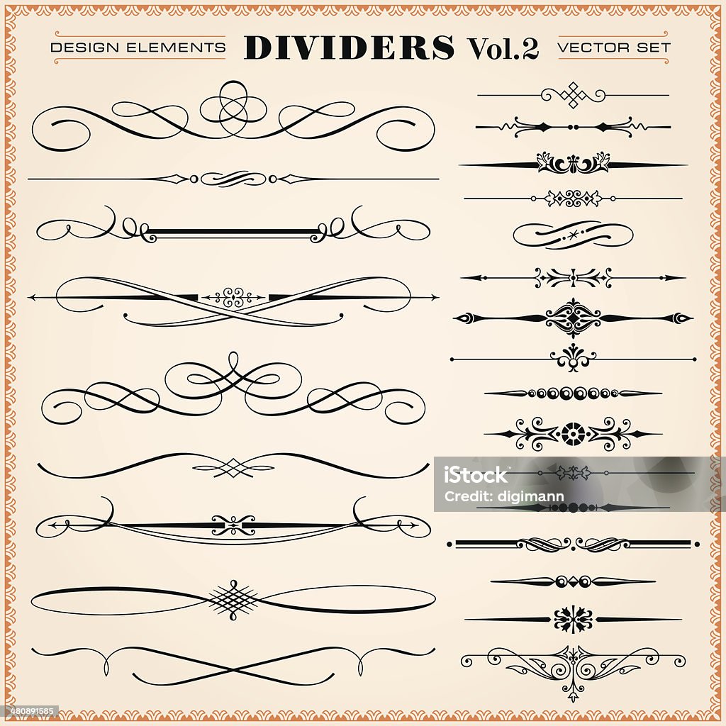Calligraphic Design Elements, divisores y los guiones - arte vectorial de Dividir libre de derechos