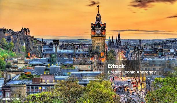 View Of The City Centre Of Edinburgh Scotland Stock Photo - Download Image Now - 2015, Aerial View, Architecture