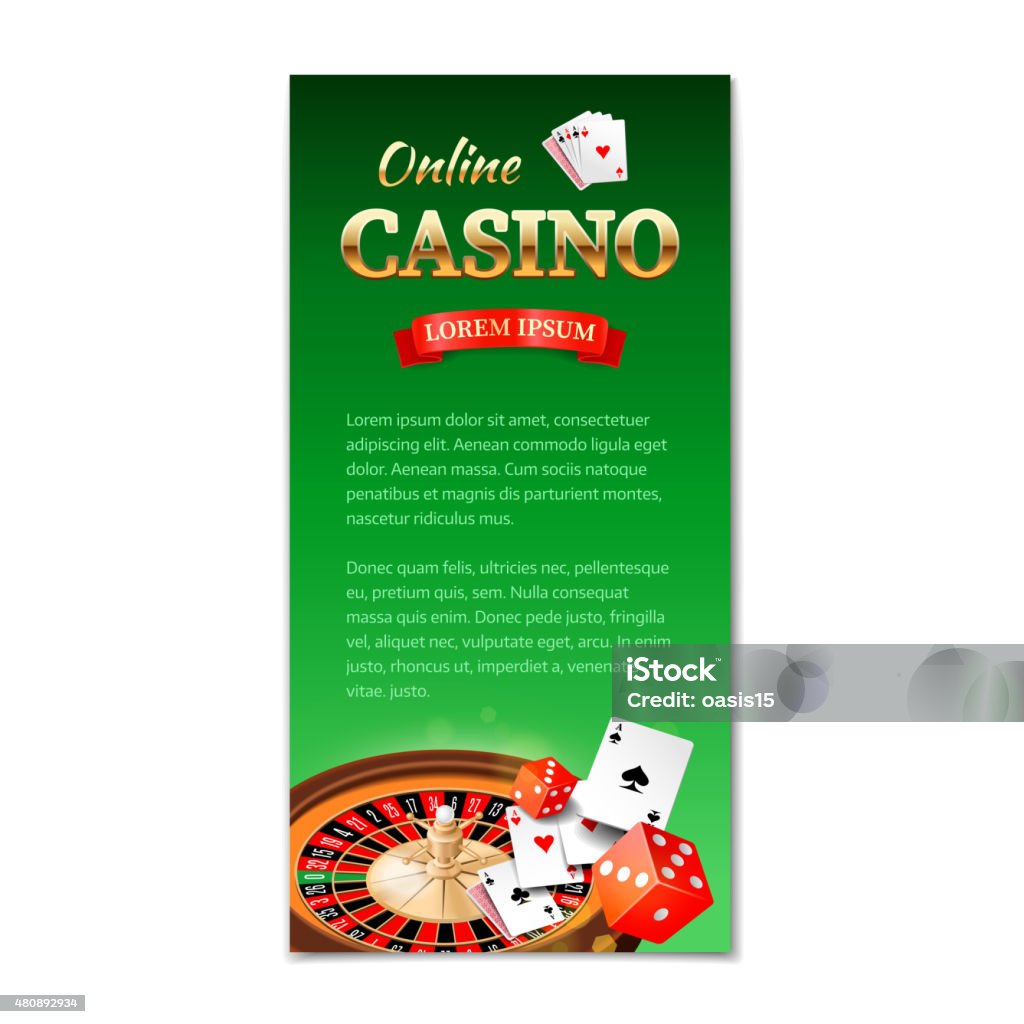 Vertical banner on a casino theme with roulette wheel. Vertical banner on a casino theme with roulette wheel, game cards and dice. Vector illustration 2015 stock vector