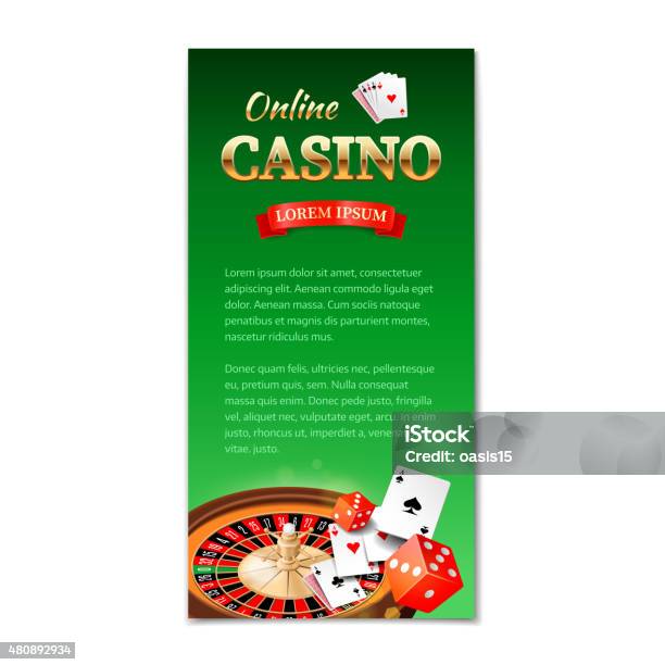 Vertical Banner On A Casino Theme With Roulette Wheel Stock Illustration - Download Image Now