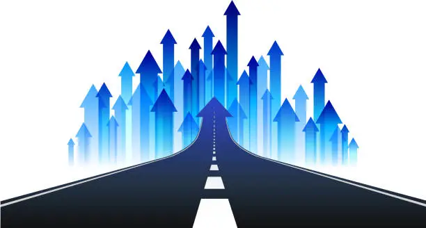 Vector illustration of Road to growth arrows