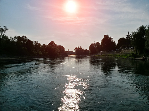 Atardecer en el río Adda de Lodi (Italia photo