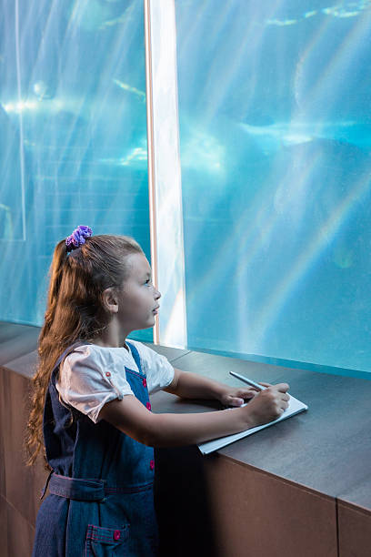 istock Little girl looking at fish tank 480896592