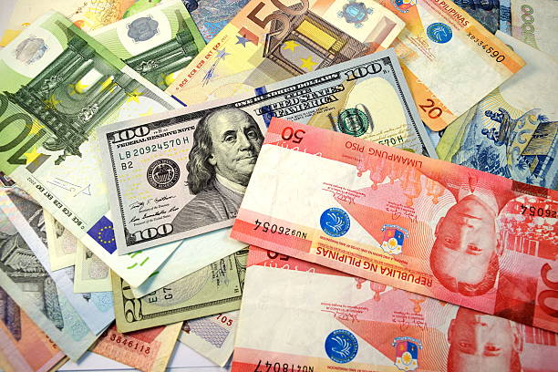 istock Close up of  Various currency notes and coins, different countries 480897408