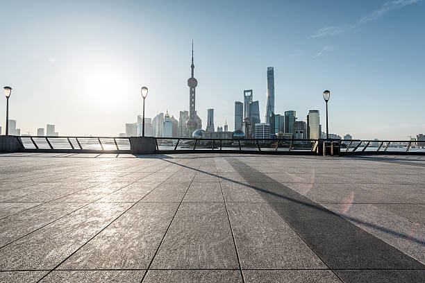 istock panoramic skyline of shanghai with empty street floor 480901752
