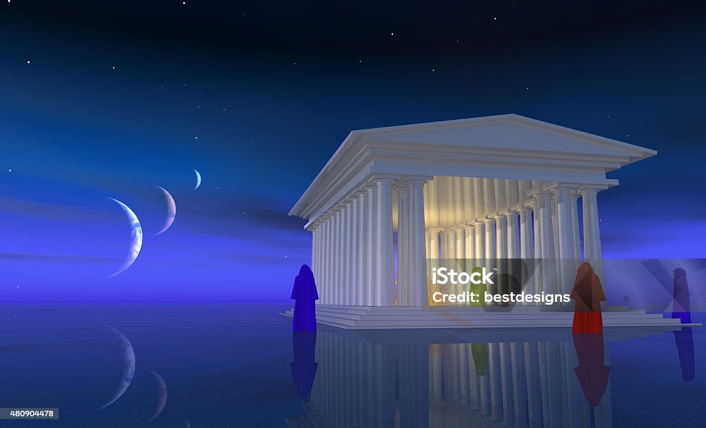 The temple mists Ancient temple and its mysterious priests 2015 Stock Photo