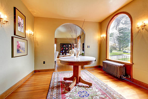 istock Luxury entrance home interior with round table. 480905295