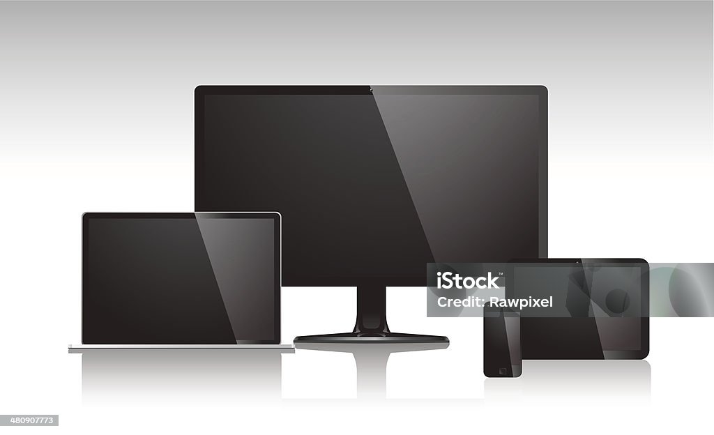Vector 3d Computer Vector Of 3d Computer And Communication Devices Stock Illustration ...