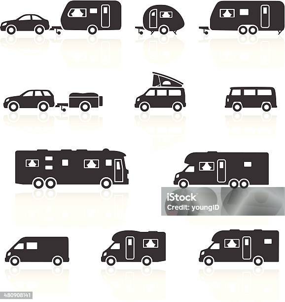 Camper Caravan Rv Motorhome Icons Stock Illustration - Download Image Now - Motor Home, Icon Symbol, Camping