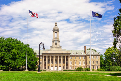 Old Main, the main administrative building of Penn State, located at University Park in State College, Pennsylvania.