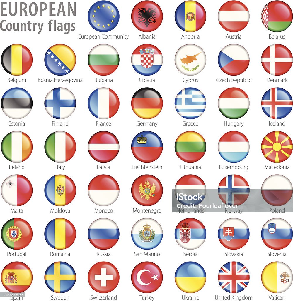 Европейский национальный флаг пуговицами - Векторная графика Флаг роялти-фри
