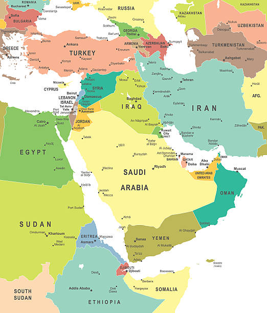 Middle East and Asia - map - illustration Middle East and Asia map - highly detailed vector illustration middle east stock illustrations