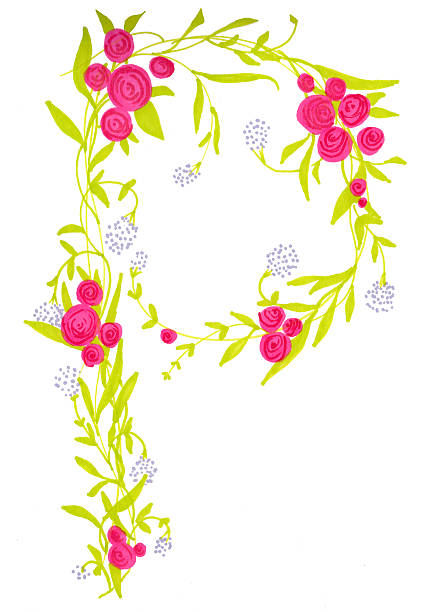 ilustraciones, imágenes clip art, dibujos animados e iconos de stock de ilustraciones de flores de letra "p" - letter p floral pattern flower typescript