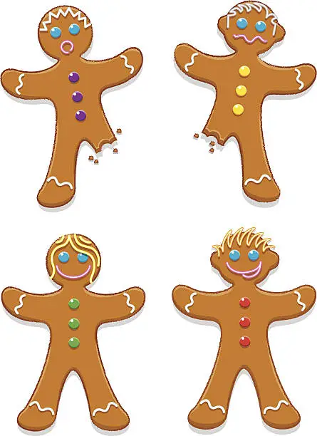 Vector illustration of Gingerbread Family being Eaten