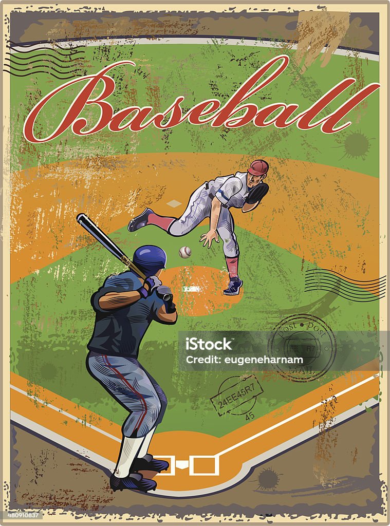 Baseball Vintage Postcards Pitcher throwing a pitch to batter Baseball - Ball stock vector