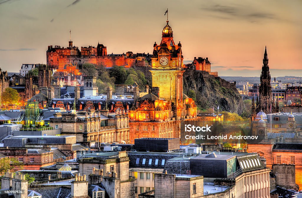 View from Calton Hill towards Edinburgh Castle - Scotland Edinburgh - Scotland Stock Photo