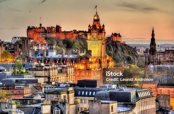 View From Calton Hill Towards Edinburgh Castle Scotland Stock Photo - Download Image Now