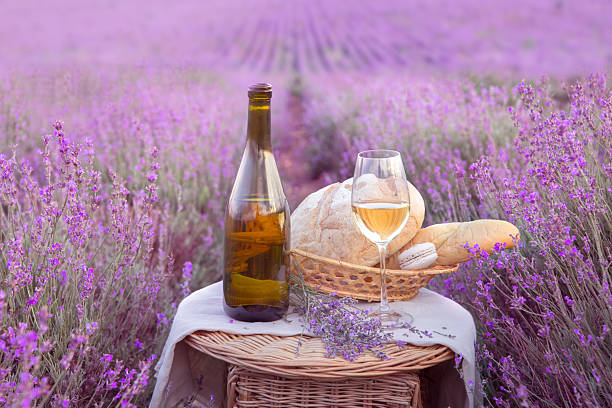 istock Bottle of wine against lavender 480914288